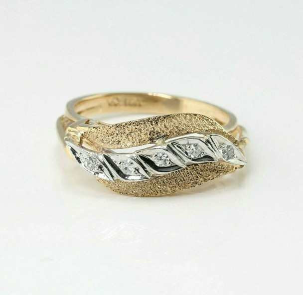 14K Yellow Gold Diamond Ring with 5 round diamonds Size 6.5 Circa 1960