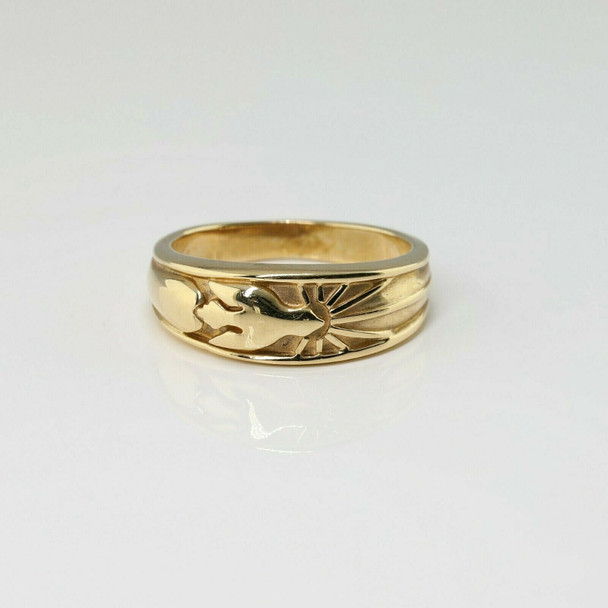 14K Yellow Gold Peace Dove Ring Size 7 Circa 1990