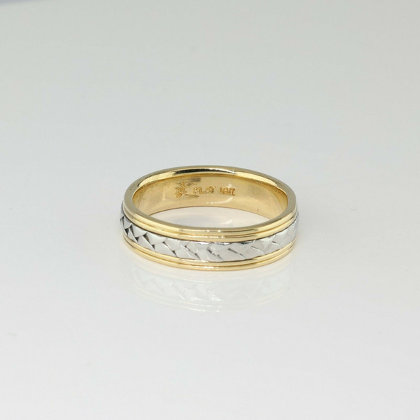 18K Yellow Gold and Platinum Wedding Band Size 10 Circa 1990