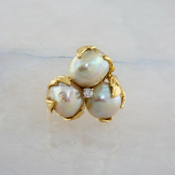 Golden 3 Layer Lotus Cluster Pearl Earring – Adore By Priyanka