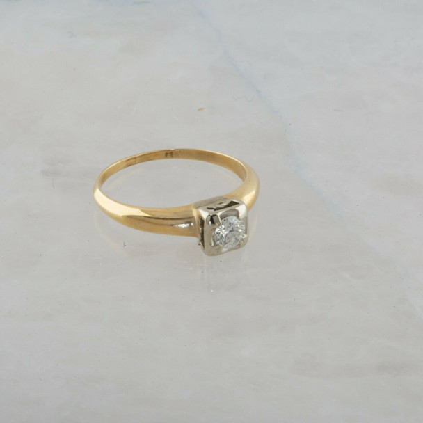 14K Yellow Gold 1/4 ct Solitaire Diamond Engagement Ring Size 5