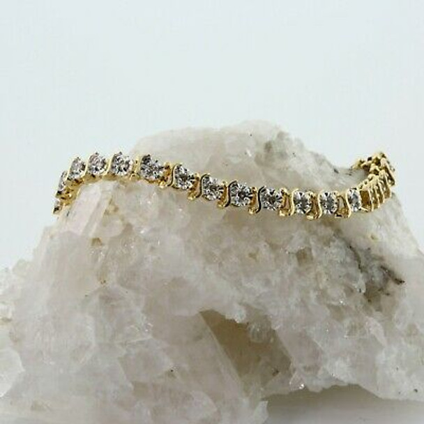 14K White Gold 1 ct tw Diamond Bracelet 37 Round Stones 7 inches long