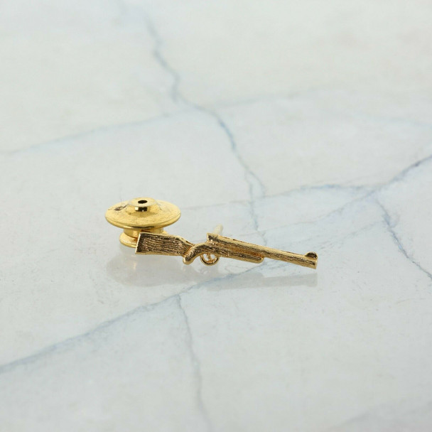 14K Yellow Gold Rifle Tie Tack Circa 1970