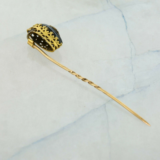 Vintage 14K Yellow Gold Sardonyx Stick Pin Pearl Set Circa 1950