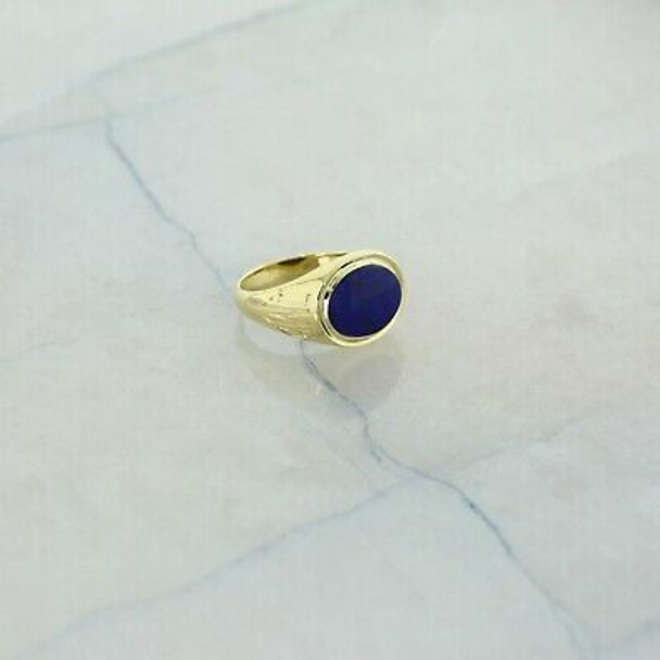 Antique 14K Yellow Gold Lapis Signet Style 1917 Class Ring Size 4.25
