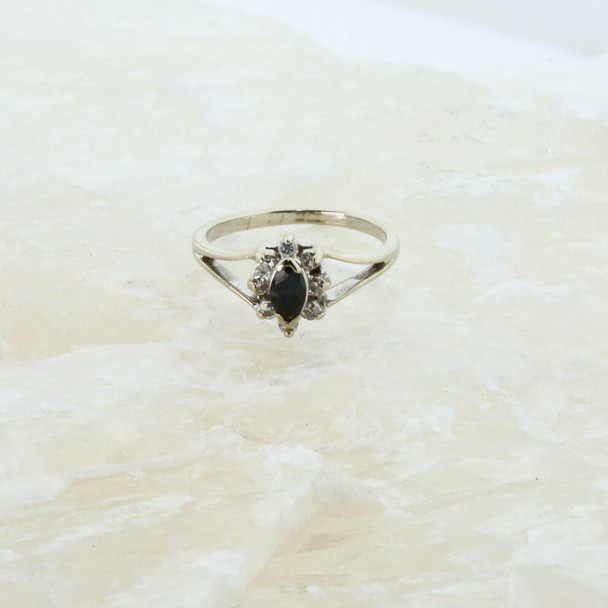 10K Yellow Gold Sapphire and Diamond Ring Size 4.5