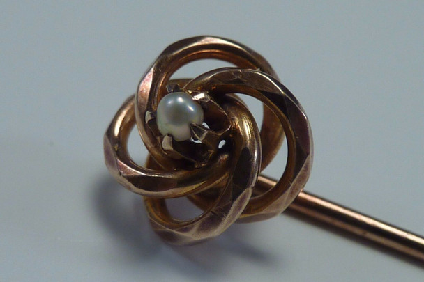 10K Rose Gold and Seed Pearl Stick Pin