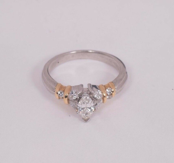 Superb Platinum and 18K Yellow Gold 1 ct. tw. Engagement Ring, size 7.25