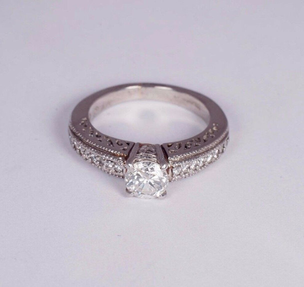 Platinum Engagement Ring with a .94ct. Center Diamond, size 6.25