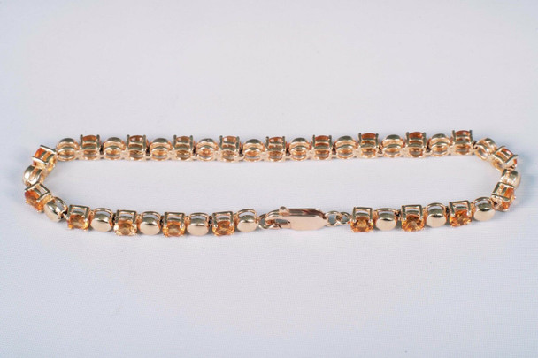 14K Yellow Gold app. 7 ct. tw. Round Design Citrine Bracelet, 6.75" long