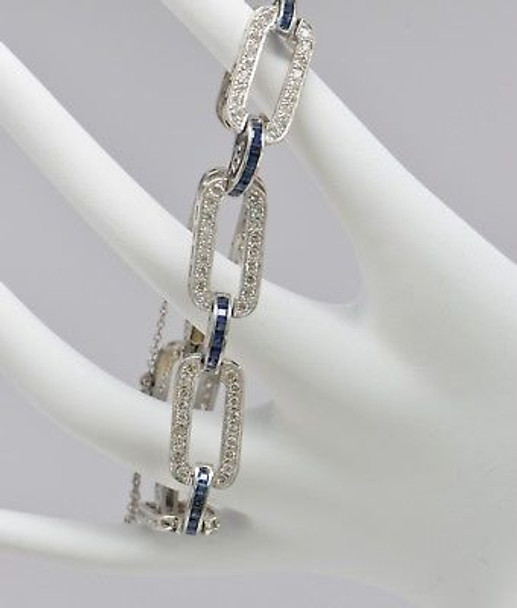 Platinum Edwardian Deco Diamond and Sapphire Bracelet