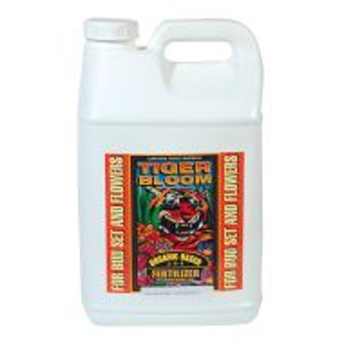 Fast-acting Tiger Bloom® Liquid Plant Food (2-8-4) is an ultra-potent, fast-acting, high-phosphorus fertilizer that also contains a good supply of nitrogen for growth and vigor. It is formulated with a low pH to maintain stability in storage and keep micronutrients available. When used as directed Tiger Bloom® encourages abundant fruit, flower, and multiple bud development. Use Tiger Bloom® at the first signs of flowering through harvest. Tiger Bloom® can be used for both hydroponic and soil applications.