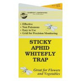 These 4 x 7 Sticky Aphid/Whitefly Traps unfold to expose adhesive on both sides to cover approximately 30 sq inches per trap. Yellow coloration of weatherproof cards attracts aphids, whiteflies, leafhoppers, froghoppers, moths and more. Nontoxic traps are simple to hang and mess free. Pack of 5 traps.