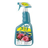 Safer 3-in-1 Garden Spray kills insects, mites and fungi with one squirt! Its combination of insecticidal soap and sulfur-based fungicide effectively eradicates the most common garden pests without compromising beneficial insects. Its okay to use up to one day before harvest, and because it doesnt use dangerous chemicals, its safe to use around children and pets. Concentrate also available.