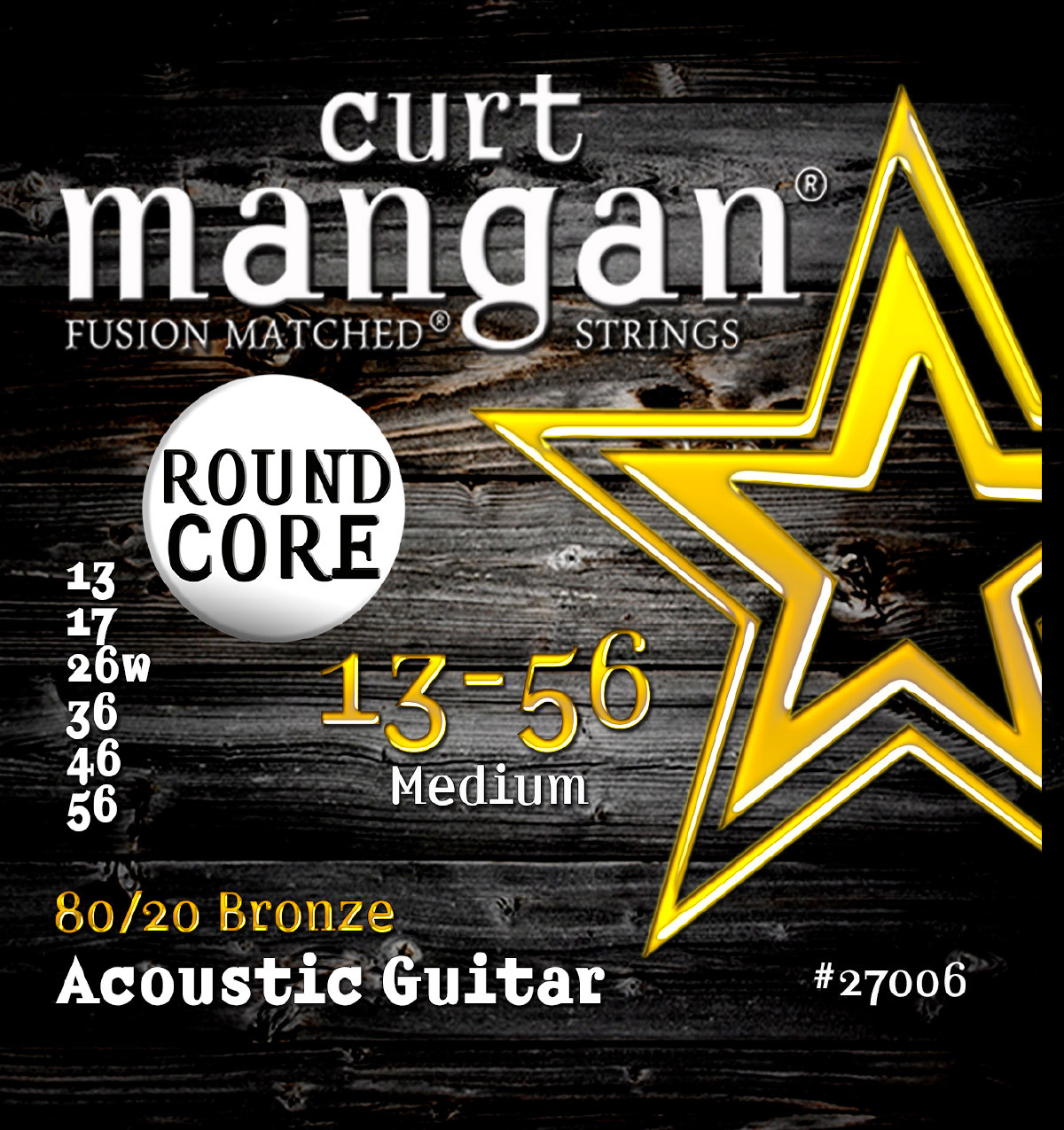 13-56 Medium Round Core 80/20 Bronze Acoustic Guitar Strings