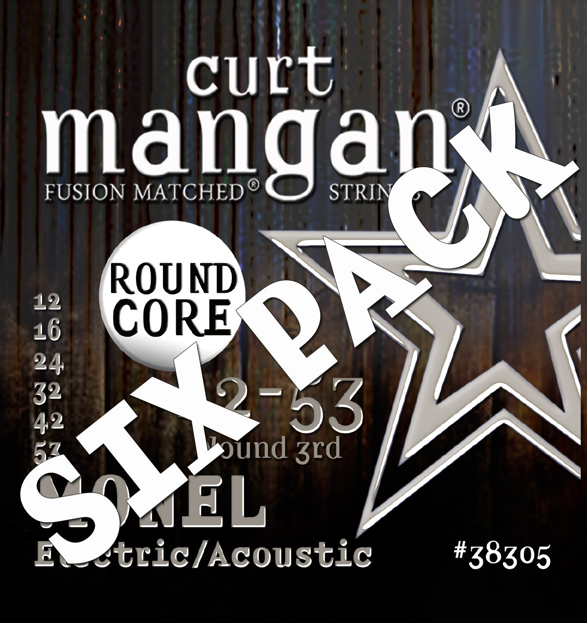 12-53 Monel Round Core Acoustic Guitar String SIX PACK - Curt