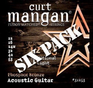 12-53 Phosphor Bronze Acoustic Guitar String Six Pack
