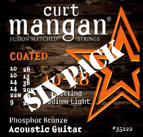 10-48 12-String Phosphor Med-Light COATED SIX PACK