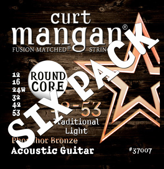 12-53  Phosphor Bronze Round Core Acoustic Guitar SIX PACK