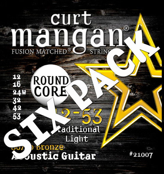 12-53 80/20 Bronze Round Core Acoustic Guitar String SIX PACK