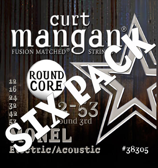 12-53 Monel Round Core Acoustic Guitar String SIX PACK