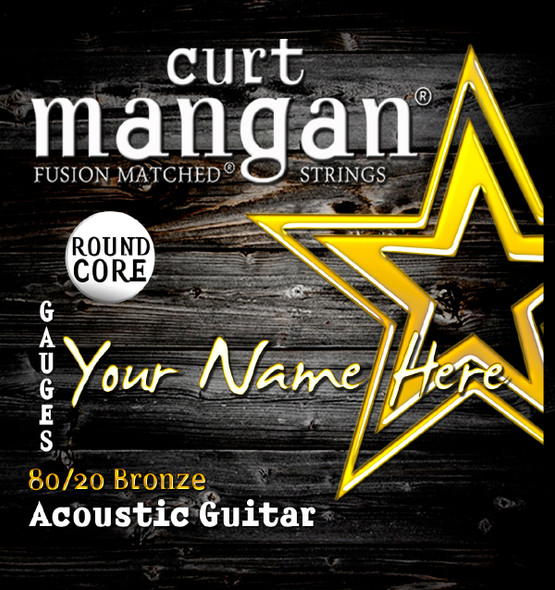 4 X 80/20 Bronze ROUND CORE Custom Gauged Acoustic Guitar String Sets