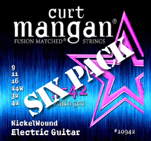 09-42 Nickel Wound Six Pack - Curt Mangan Fusion Matched Guitar