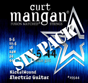 9.5-44 Nickel Wound Six Pack - Curt Mangan Fusion Matched Guitar