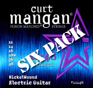 11-48 Nickel Wound Six Pack - Curt Mangan Fusion Matched Guitar