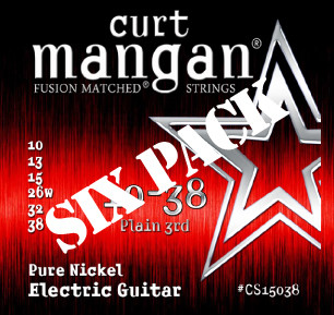 10-38 Pure Nickel Six Pack - Curt Mangan Fusion Matched Guitar Strings