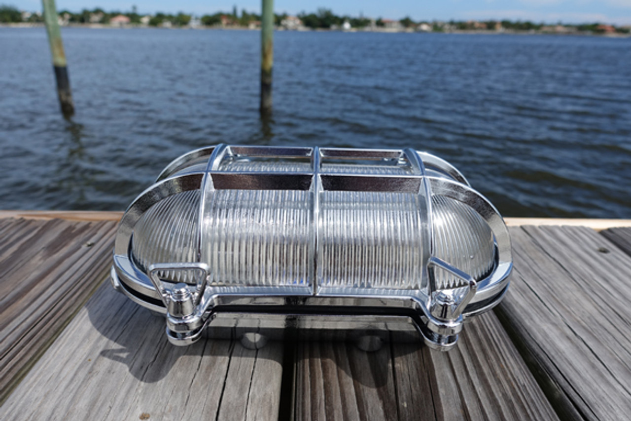 Chrome Oval Nautical Dock Light- Medium - Nautical Decor and Home