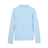 French Toast Girl Light Blue Long Sleeve Picot Collar Interlock Polo