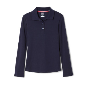 French Toast Girl Navy Long Sleeve Picot Collar Interlock Polo French Toast Girl Navy Long Sleeve Picot Collar Interlock Polo