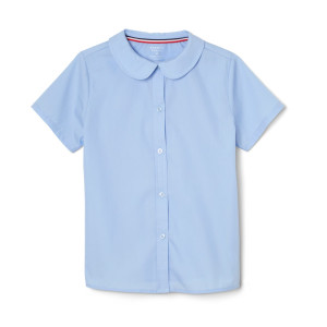 French Toast Girl Light Blue Short Sleeve Peter Pan Collar Blouse