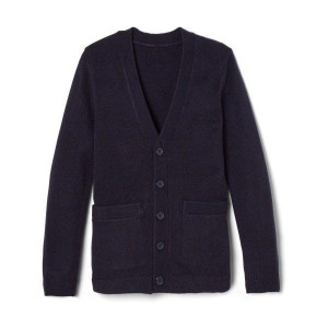 V-NECK CARDIGAN W/ HAMILTON EMBROIDED LOGO