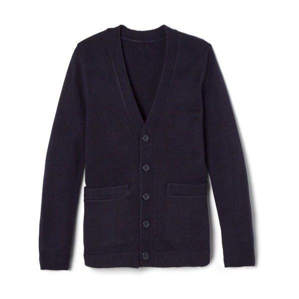 V-NECK CARDIGAN W/ MARION P. THOMAS - STEAM ACADEMY  LOGO
