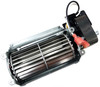 Top rear view of ball bearing motor, wire whip leads and blower wheel
