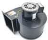 Side view of motor, air discharge and mounting flange