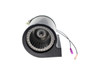 Side view of metal impeller wheel, motor leads