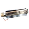 Top view of ball bearing motor, wire terminals