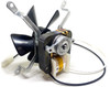 Rear view of ball bearing motor, wiring harness and mounting bracket