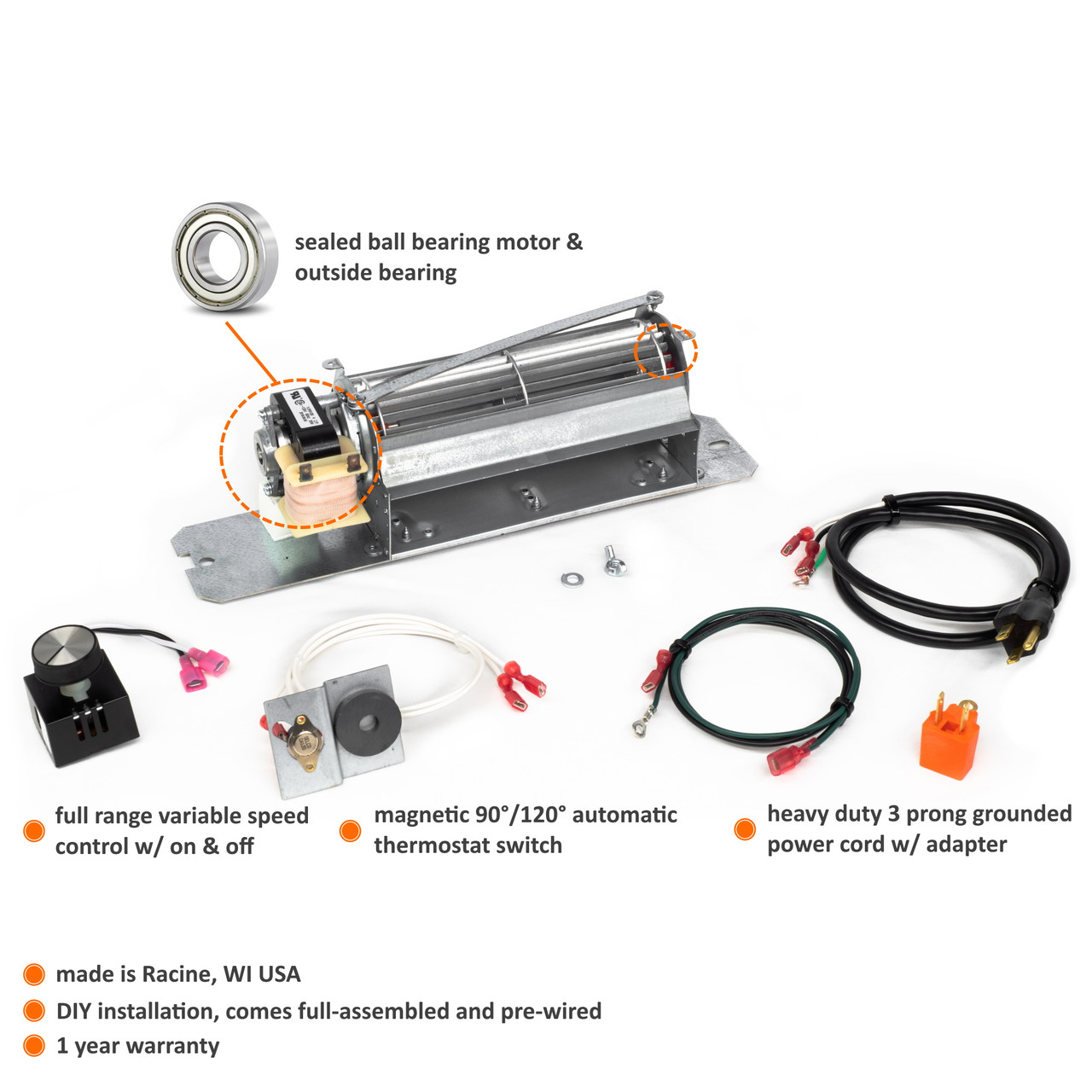 GZ550-1KT Blower Fan Kit for Continental & Napoleon Fireplaces