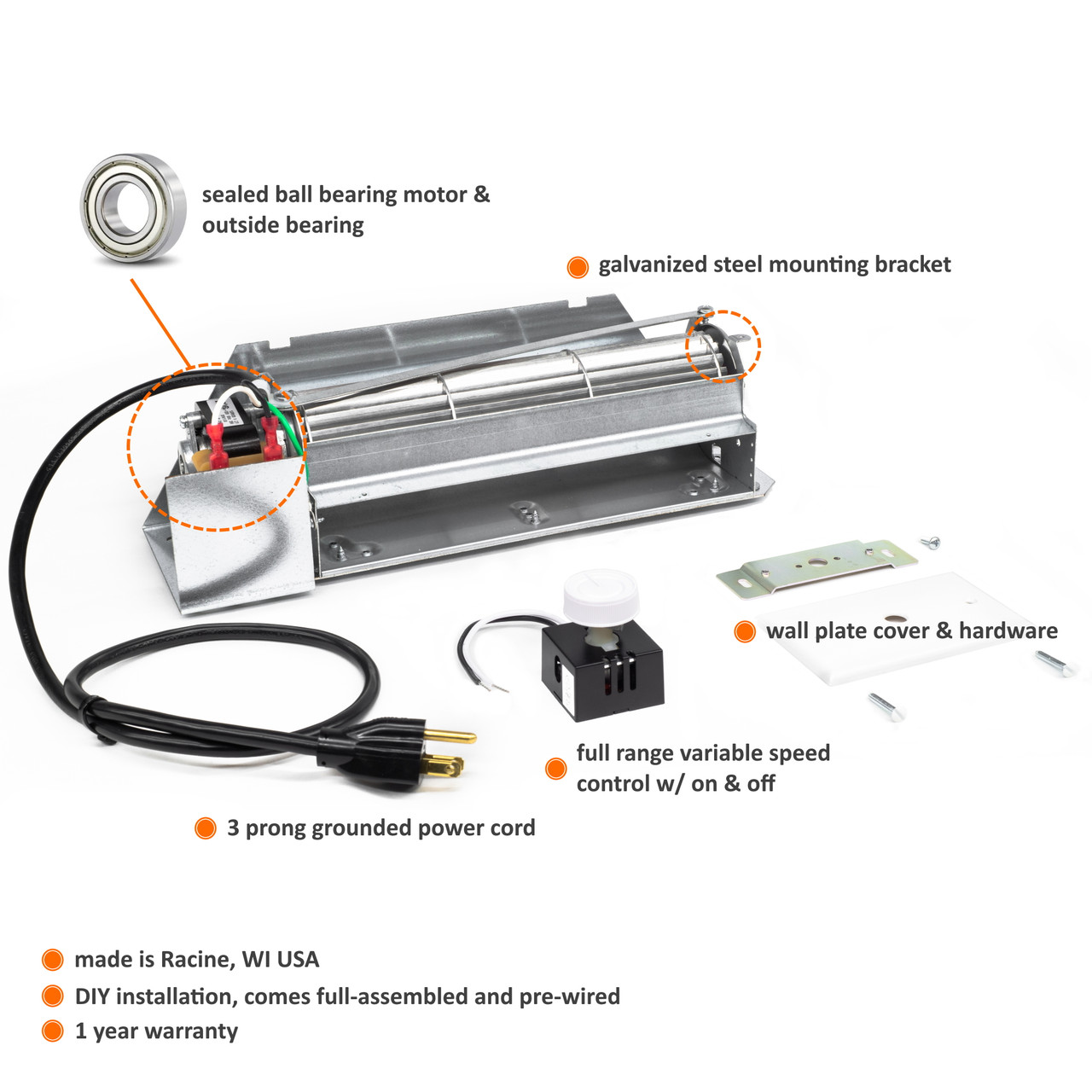 FBK-200 (80L85) Fireplace Blower Kit for Astria, IHP, Lennox