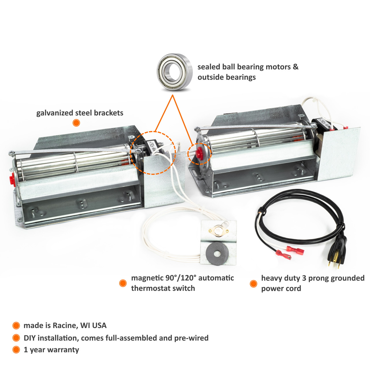 UZY5 Fireplace Blower Kit for BIS, Lennox, Security, Superior