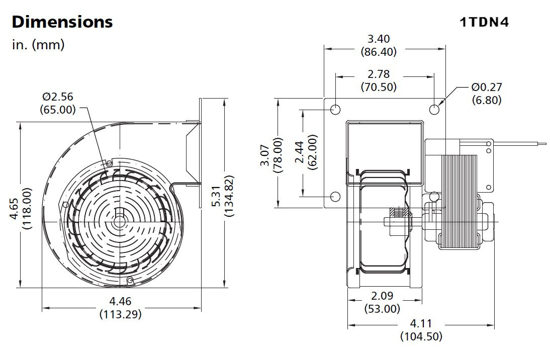Draft Inducer Blower Motor 115V | NBK-20660 Dayton 1TDN4 Replacement
