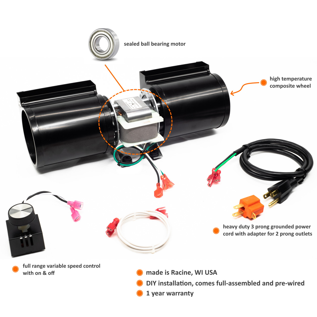 FAB-1100 Fireplace Blower Fan Kit for Lennox, Superior Fireplaces