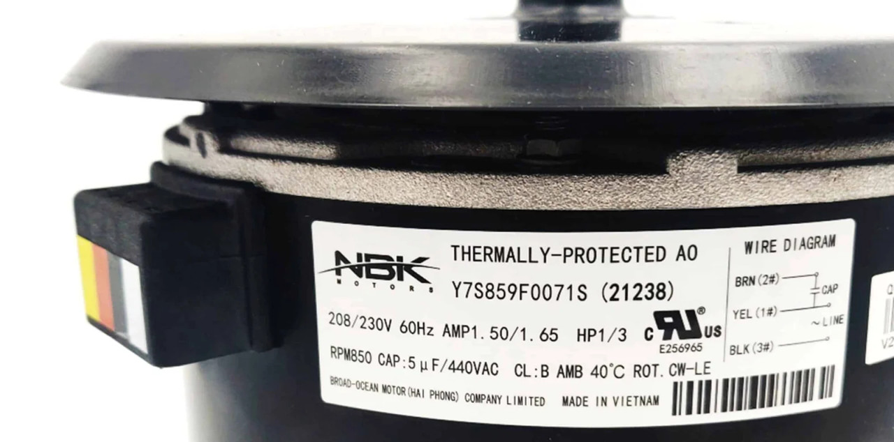 NBK-21238 1/3 HP Condenser Fan Motor 208/230V CWLE | Replaces York