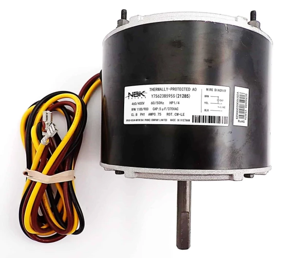 NBK-21285 Condenser Fan Motor 1/4 HP 460/400V 50/60Hz – Replaces Carrier HC39GE464, Genteq 3S051, 5KCP39HGWB04S