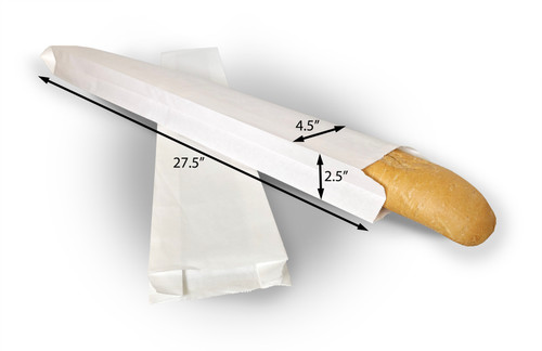 Lazio White Kraft Baguette Bag, No Window, Case of 250 - View 2
