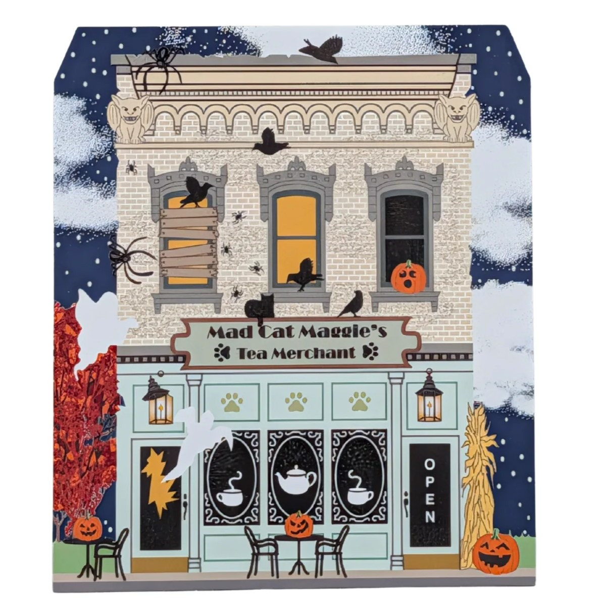 Cat's Meow Village Mad Cat Maggie's Tea Merchant Halloween 26‑632